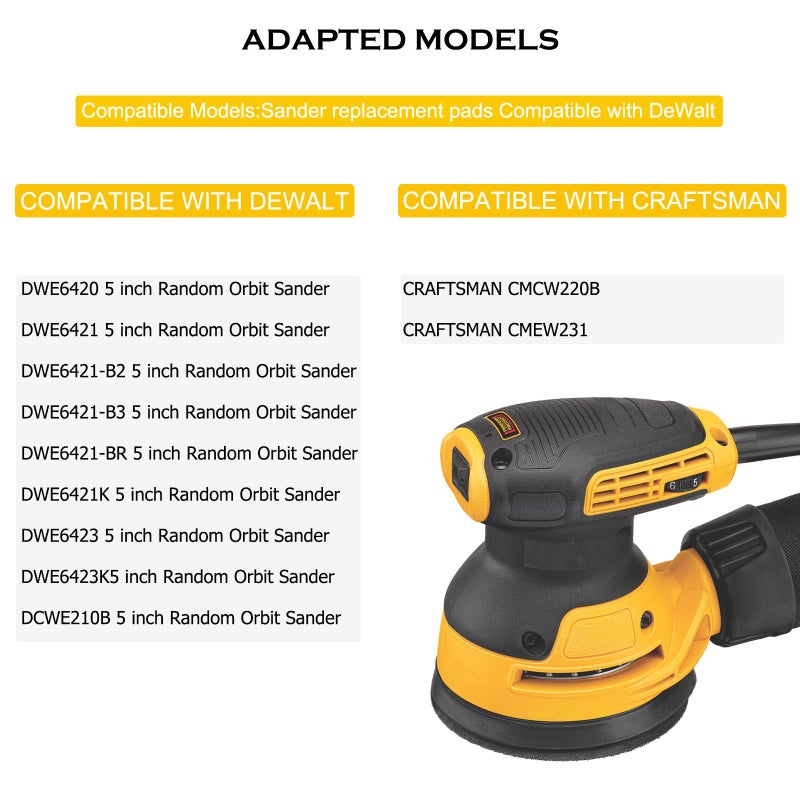 Tockrop 5" 8 Hole Hook and Loop Replacement Sander Pad for Dewalt Random Orbital Sander, Sanding Backing Pad for DeWalt DWE6421 6421K DWE6423 6423K DCW210B Sander 4 Screw Holes Sanding Part DWE64233 & N329079 - Image 3